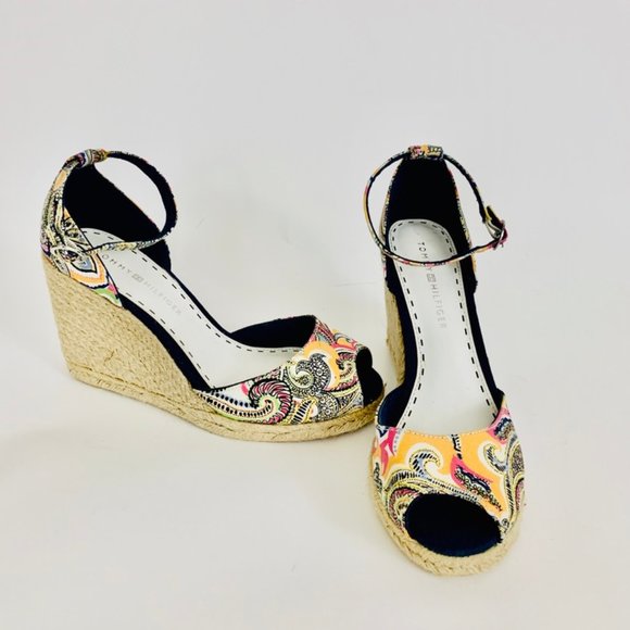 Tommy Hilfiger Shoes - Tommy Hilfiger Open-Toe Raffia Wedge Shoes  7